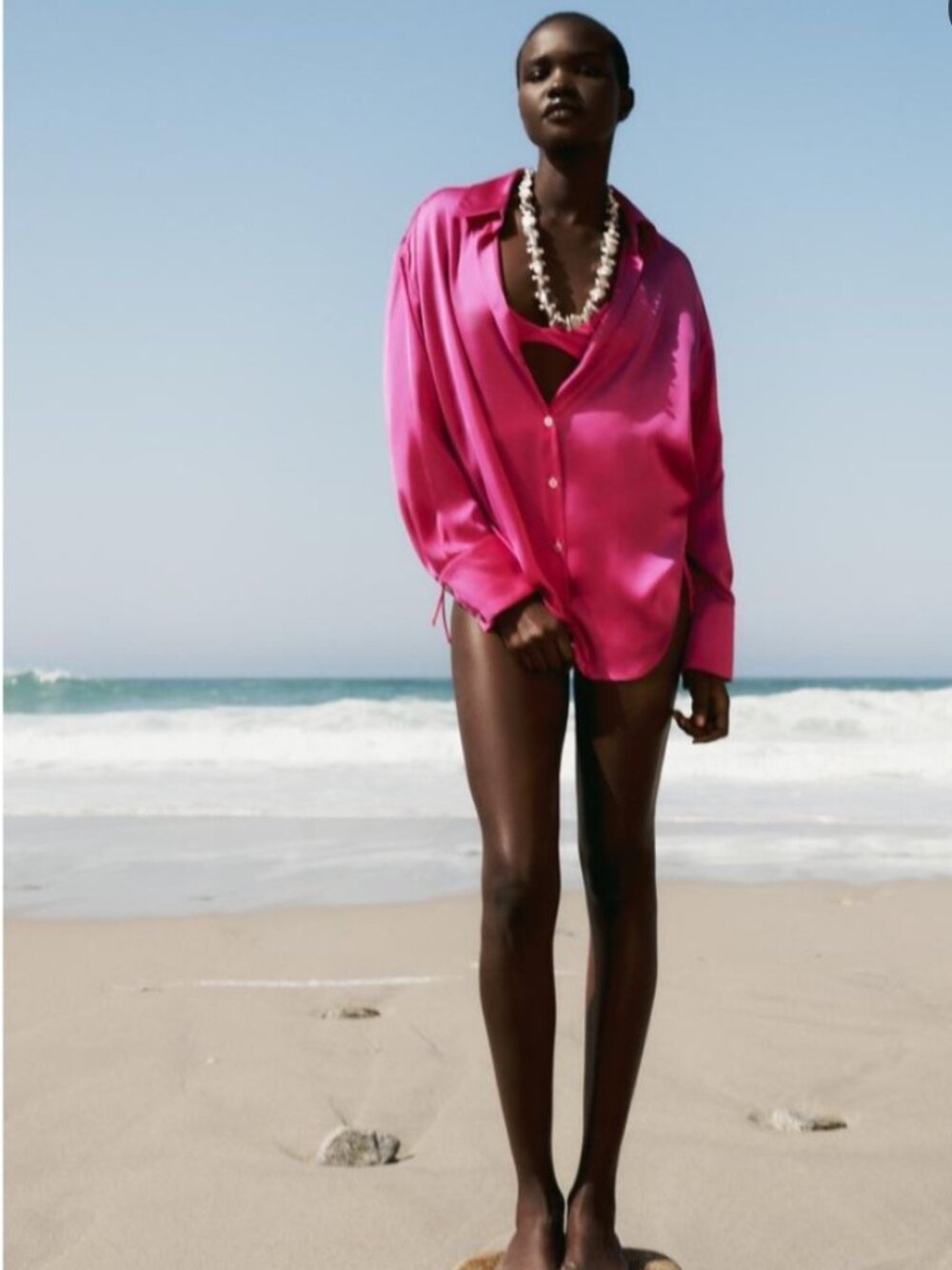 Zara hot pink satin shirt - Picture 2 of 10